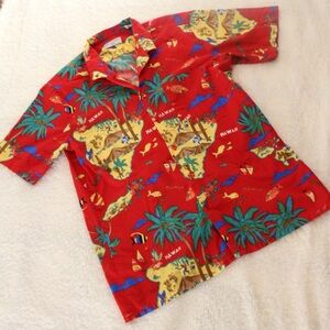 Vintage Marc Daniel’s Hawaiian Print Red Shirt size large